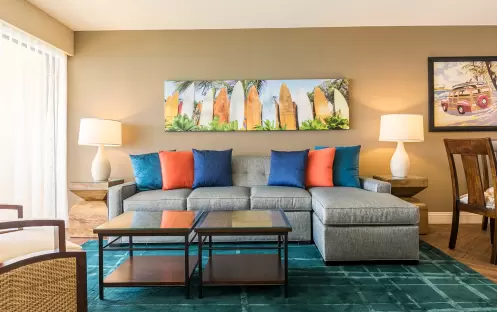 Aston Waikiki Beach Tower - One Bedroom Ocean View Living Room Detail Aston Waikiki Beach Tower - One Bedroom Ocean View Living Room Detail